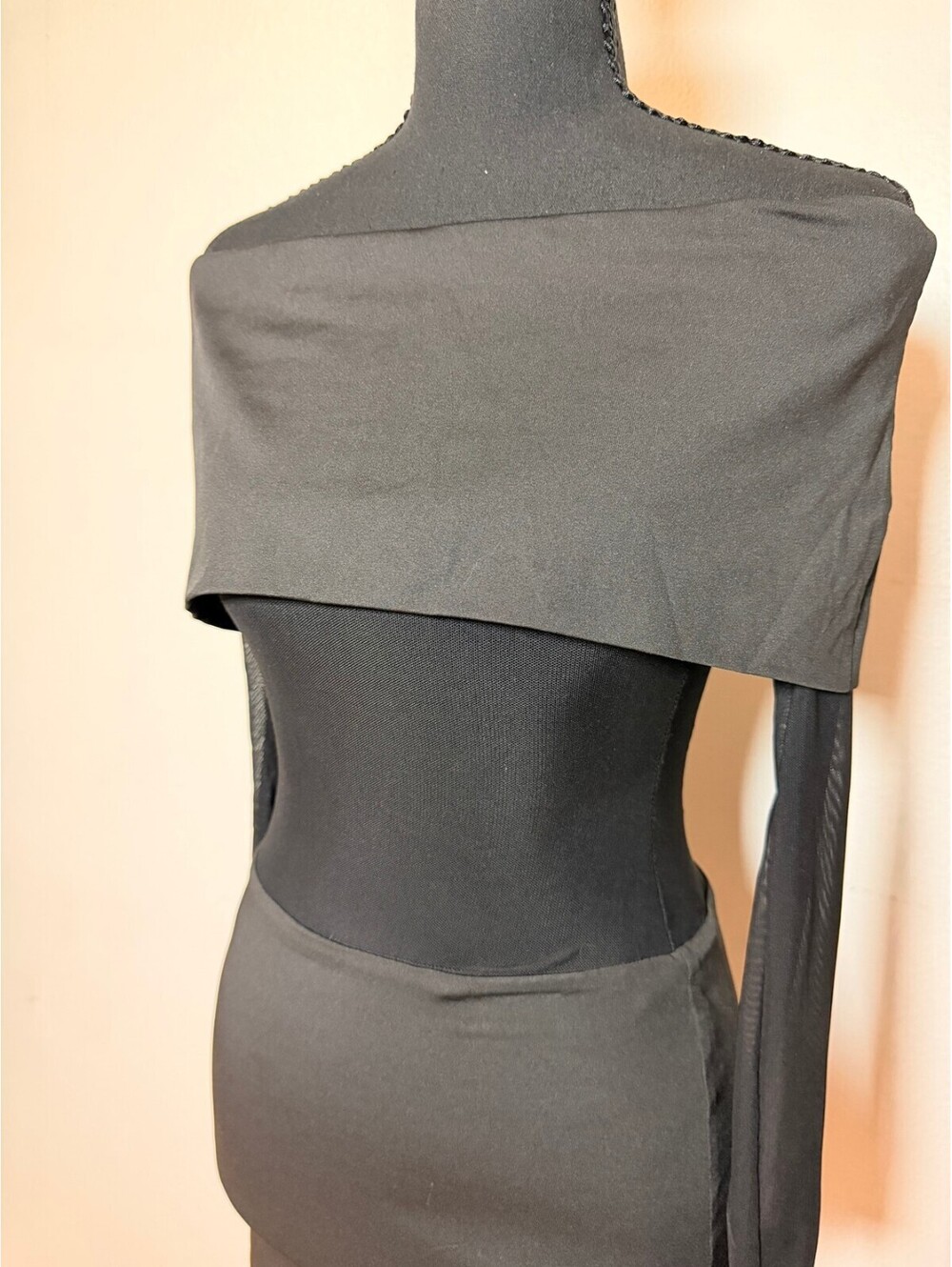 Superdown Black Off Shoulder Mesh Mini Dress XS NWT Bodycon Long Sleeve